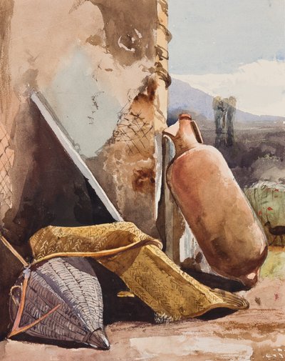 Mandjes en amphora met vogel, met toevoegingen door een Borbone-leerling door Giacinto Gigante